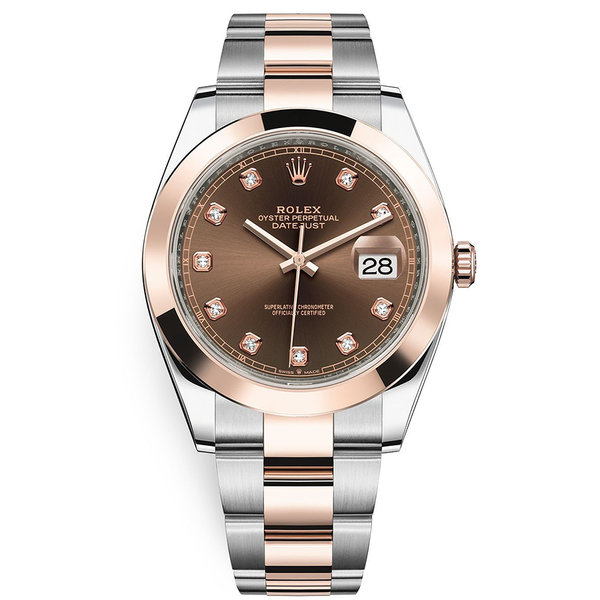 Rolex Datejust 41mm Chocolate Diamond Dial Smooth Bezel 126301