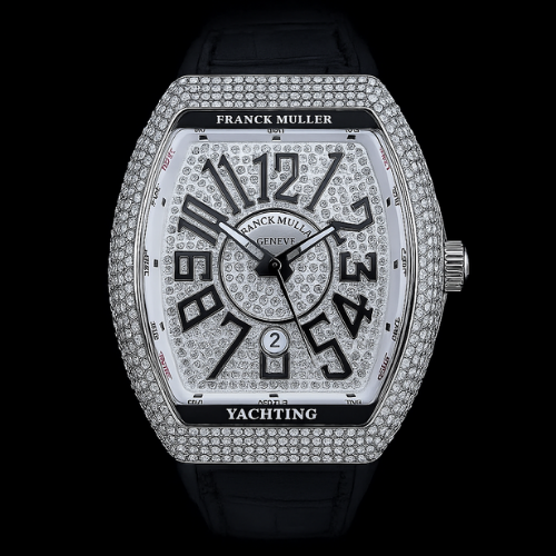 Johri Vision – Franck Muller Diamond Black Leather Strap Watch